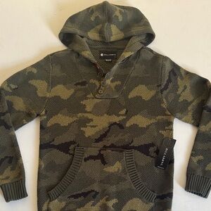 Billabong Olive & Dark Green Camo Hooded Knit Pullover